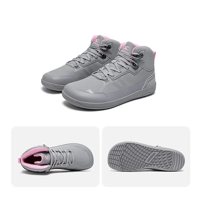 HOBIBEAR unisexe mi haut pieds nus chaussures hommes femmes bout large en cuir artificiel bottes de randonnée en plein air antidérapant chaussures de course