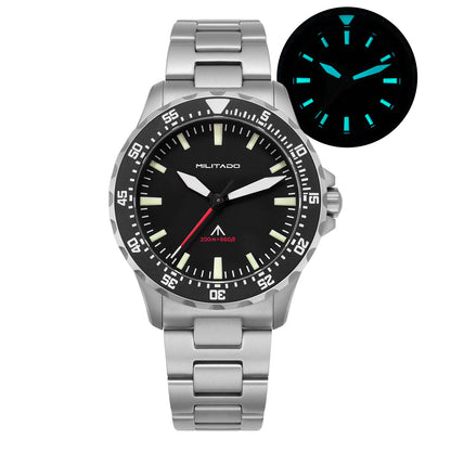 Militado ML16 Watch VH31 Sweep /515 Quartz Movement Sapphire Crystal BGW9 Luminous 200m Water Resistance 38mm Men's Vintage Wath
