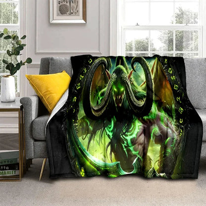 3D World of Warcraft Game WOW Lich King DH Blanket,Soft Throw Blanket for Home Bedroom Bed Sofa Picnic Travel Office Cover Kids