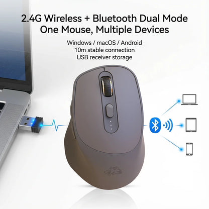 FREEWOLF X7 Wireless Mouse Bluetooth 2.4G Dual Mode Rechargeable Silent Ergonomic Mouse, 4000DPI Adjustable Precision Mouse for PC Laptop Mac