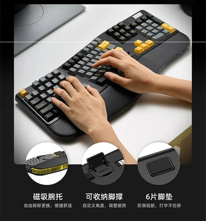 Sanwa Alice Mechanical Keyboard Wireless Tri-mode Gasket Hot-Swap RGB Knob Custom 104key Ergonomic Gaming Office Split Keyboard