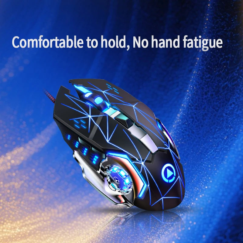 USB Wired Gaming Mouse 6-Button Ergonomic Gaming Mouse with Adjustable DPI, RGB Backlit Optical Gaming Mouse for PC, Laptop & Desktop