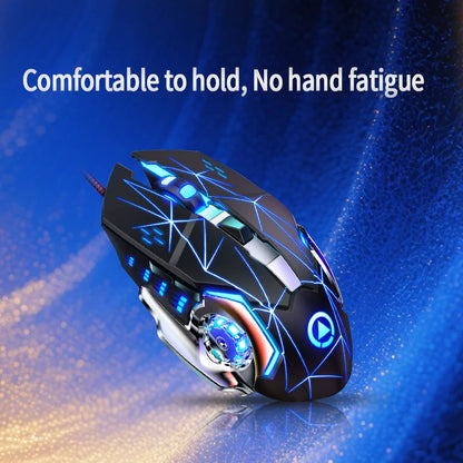 USB Wired Gaming Mouse 6-Button Ergonomic Gaming Mouse with Adjustable DPI, RGB Backlit Optical Gaming Mouse for PC, Laptop & Desktop