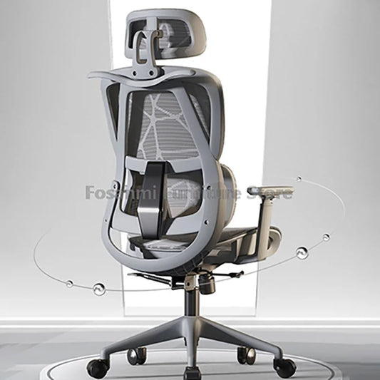 Cadeira de escritório em malha respirável para computador com apoios de braços e apoio lombar, cadeira ergonómica ajustável para secretária, casa e gaming, com encosto de cabeça
