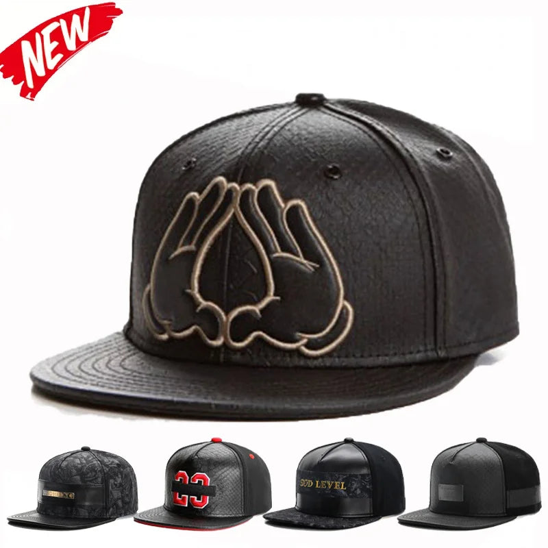 Cappellino da baseball in pelle del marchio Fashio per uomo e donna, stile HipHop, cappellino Snapback Knight, K-pop, per adulti, casual, da esterno, di design, Gorras Hombre