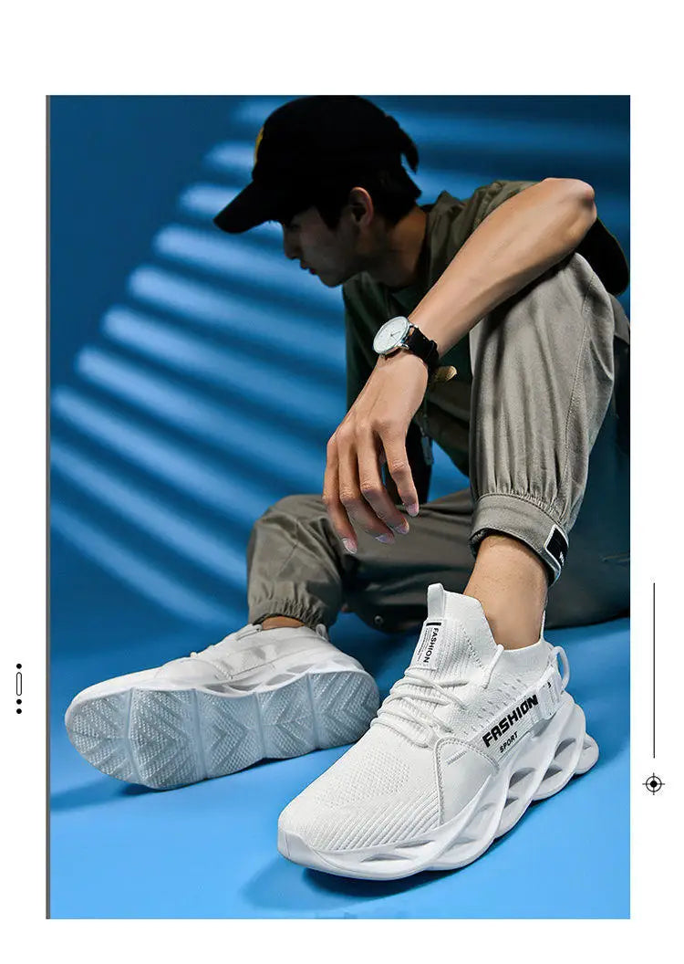 Modische lila Freizeit-Sneaker für Damen und Herren, Blade-Laufschuhe, große Größe 48, leichte, atmungsaktive Sportschuhe für Herren, Mesh-Sneaker