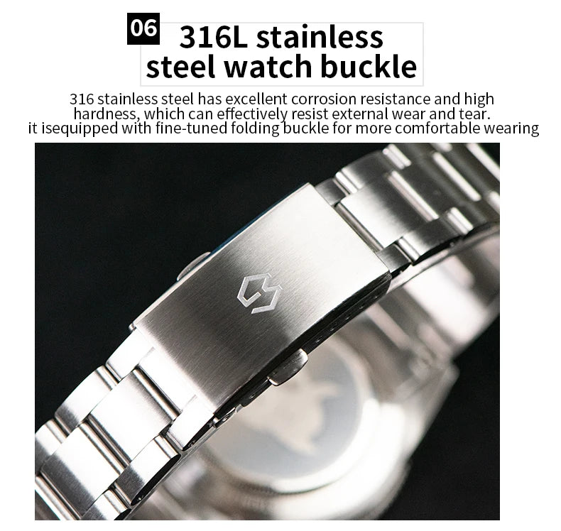 WSD9017 Men's Automatic Watch Mechanical 3D Dimensional Luminous Watch Needle Ceramic Bezel 150 Meters Waterproof Diving