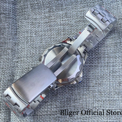 BLIGER Luxury 41mm Mechancial Men Watch Sapphire Glass NH35AMIYOTA PT5000 Movement Steel Bracelet Ceramic Bezel Date Function