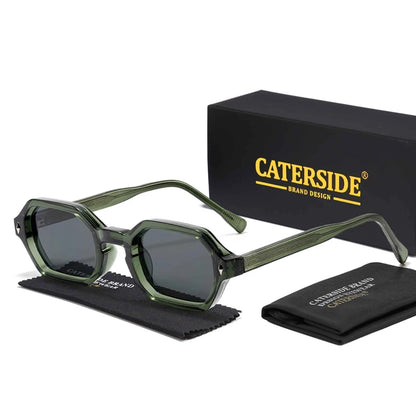 CATERSIDE Polygon Sunglasses Fashion Men Small Frame Gradient Lens Sun Glasses for Summer Beach Party Ideal Choice for Gifts