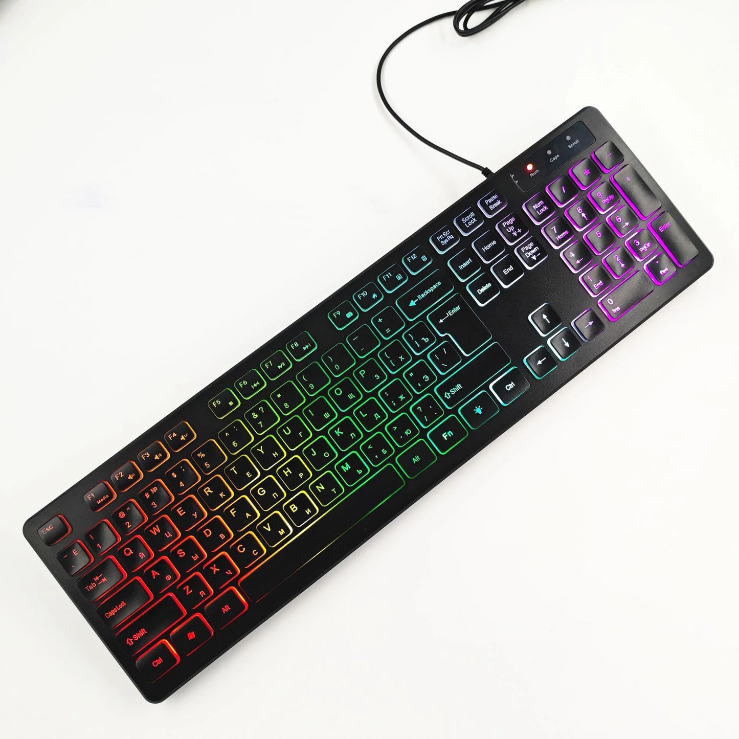 FUYUMY RGB Wired Gaming Keyboard USB Computer Gaming Keyboard with 104 Keys, Backlit Ergonomic Gaming Keyboard for PC, Laptop, Office & Home