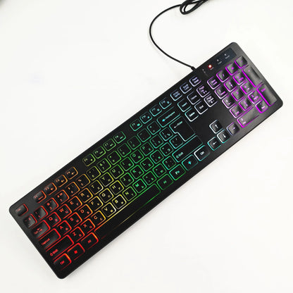 FUYUMY RGB Wired Gaming Keyboard USB Computer Gaming Keyboard with 104 Keys, Backlit Ergonomic Gaming Keyboard for PC, Laptop, Office & Home