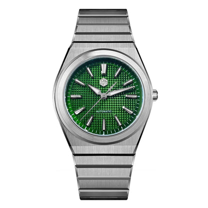 San Martin 39mm Luxury Men Sports Watch Waffle Dial Integrated Bracelet Miyota 90S5 Automatic Mechanical Clear Caseback SN0152