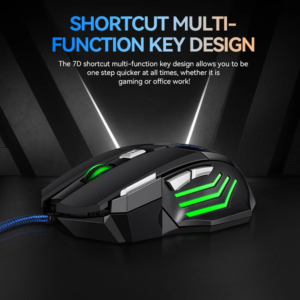 USB Wired Gaming Mouse RGB 2400 DPI Ergonomic Optical Mouse with 7 Buttons, RGB Backlit USB Wired Gaming Mouse for PC, Laptop & Office