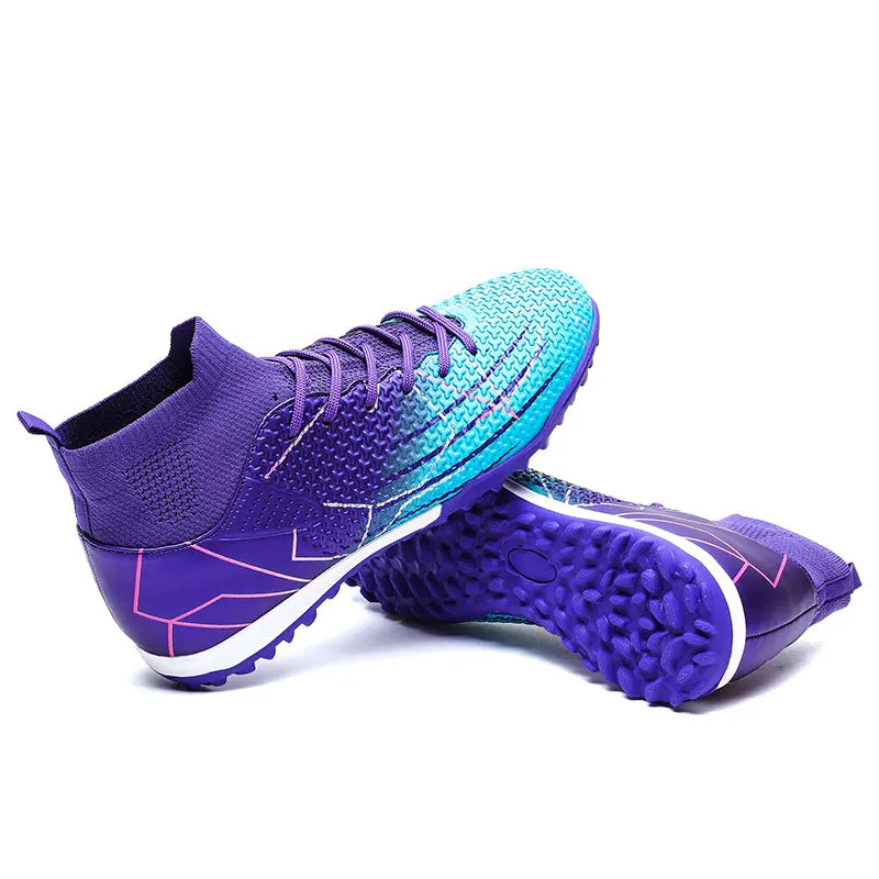 New Professional High-Top Football Shoes Artificial Grass Leather Youth Students Training Soccer Shoes for Men and Women Sports
