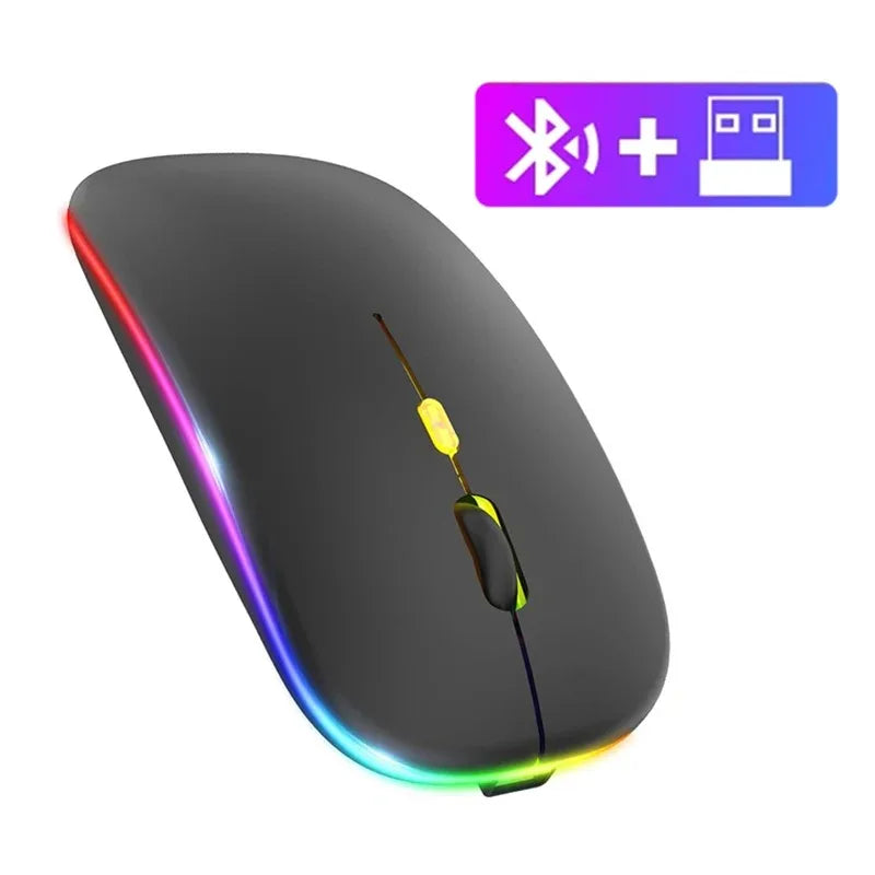 Bluetooth 5.2 Wireless RGB Gaming Mouse, Rechargeable Silent Mouse, 2.4G & Bluetooth Dual Mode, 3600 DPI Ergonomic Mouse for Laptop, MacBook & Tablet