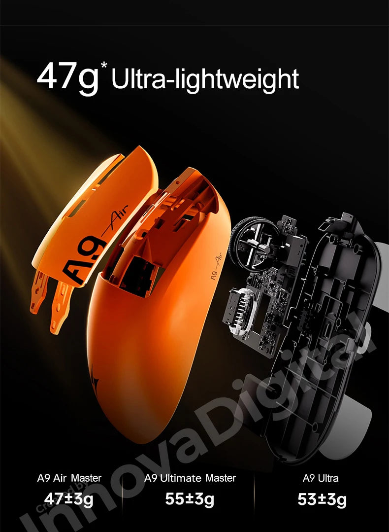 ATK Dragonfly A9 Ultimate безжична геймърска мишка A9 Air PAW3950, ултралека ергономична e-sports мишка за FPS геймъри, CSGO A9 Ultra