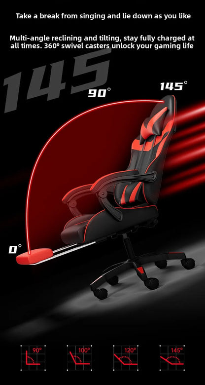 Ergonominen gaming-tuoli tietokonepöydälle, kallistettava kotitoimiston pelituoli selkätuella pitkiin pelisessioihin