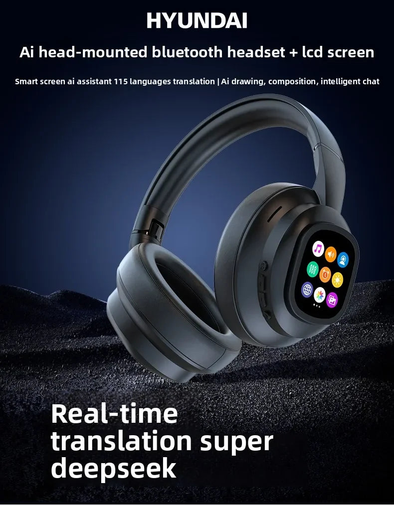 HYUNDAI X1PRO Wireless Bluetooth 6.0 AI Translation Earbuds – 100+ Languages, Touch Control LED Screen Noise Cancelling Headphones
