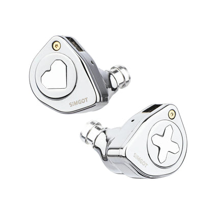 SIMGOT EW300 HiFi Hybrid IEM Earphones 1DD+1Planar+1PZT Driver Wired Earbuds with Detachable Nozzles Silver-Plated OFC Cable for Music