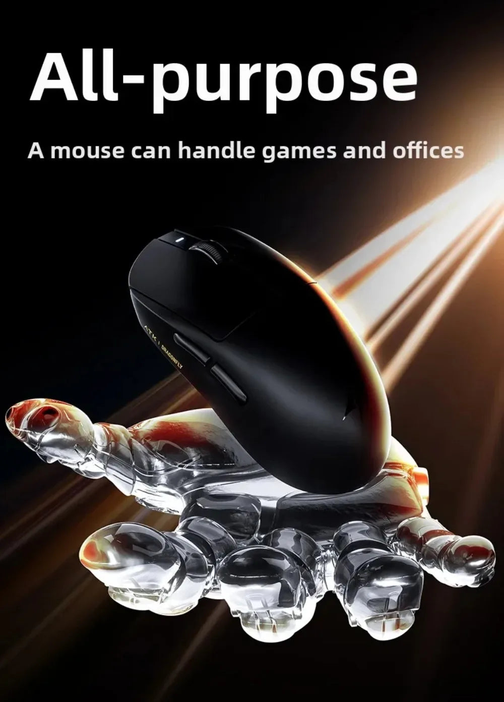 ATK Dragonfly A9 Wireless Gaming Mouse, PAW3950 Sensor, Tri-Mode Bluetooth Mouse, 30,000 DPI, 8KHz Polling Rate, Lightweight Ergonomic Esports Mouse