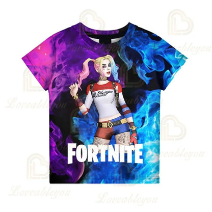 T-shirt infantil 3D Fortnite Victory Game – roupa de bebé Harajuku, top fofo de herói Battle Royale para meninos e meninas