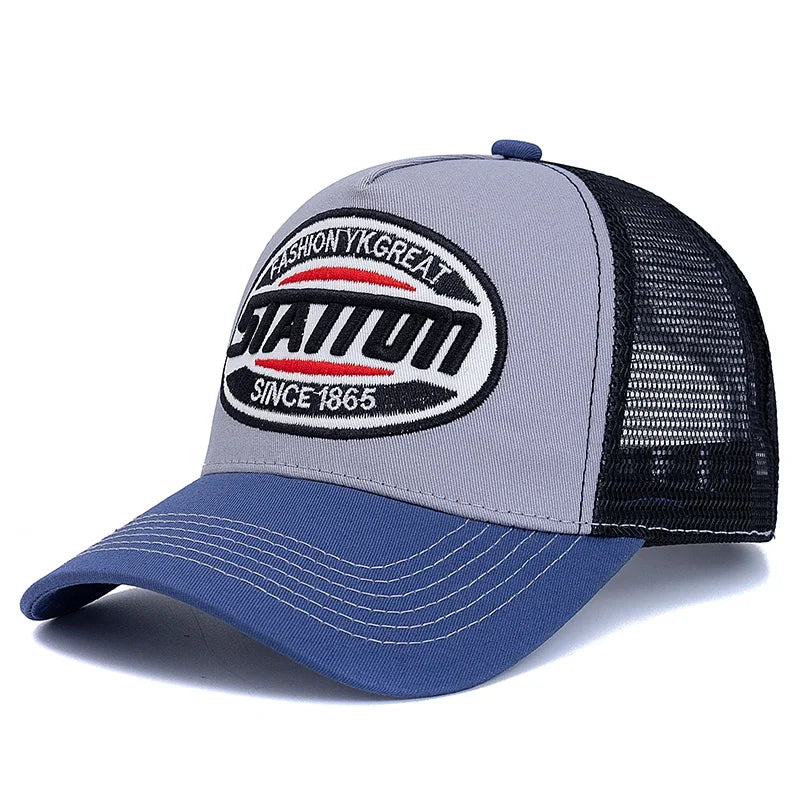Unisex Baseball Cap Classic STATION Letter Pattern Mesh Cap Men And Women Breathable Streetwear Summer Trucker Hat
