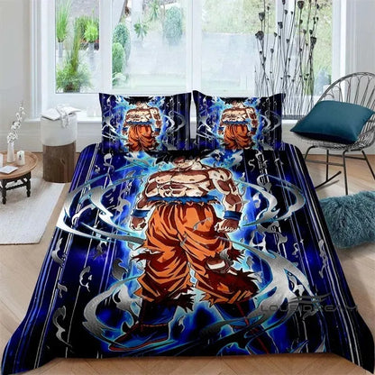 Posteljina s printom u temi crtića/animea Son Goku Dragon Ball: ovaj mekani i udobni set uključuje navlaku za poplun i jastučnicu
