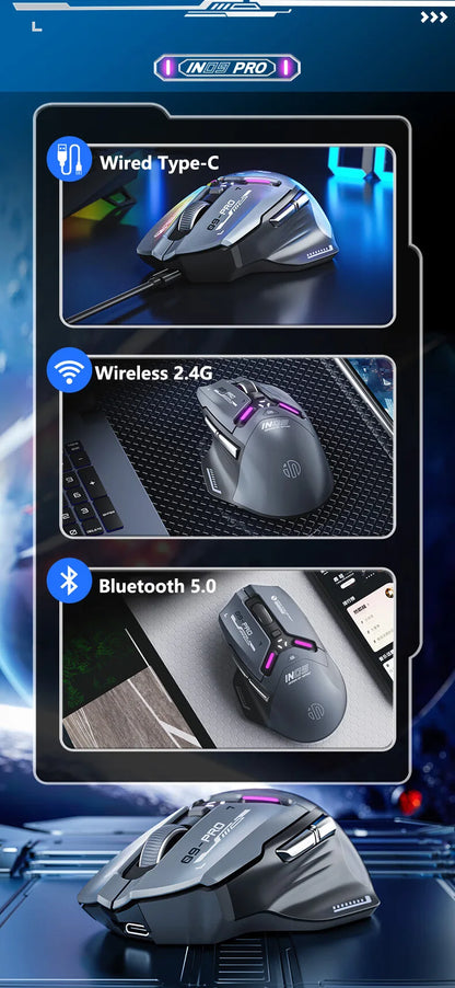 Inphic IN9PRO Wireless Gaming Mouse 26000 DPI Tri-Mode Bluetooth RGB Ergonomic Gaming Mouse with PAW3395 Sensor & 8K Polling Support