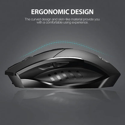 INPHIC PM6BS Wireless Mouse, Tri-Mode Bluetooth 5.0 Ergonomic Rechargeable Mouse with 6 Buttons for Laptop, Mac & PC