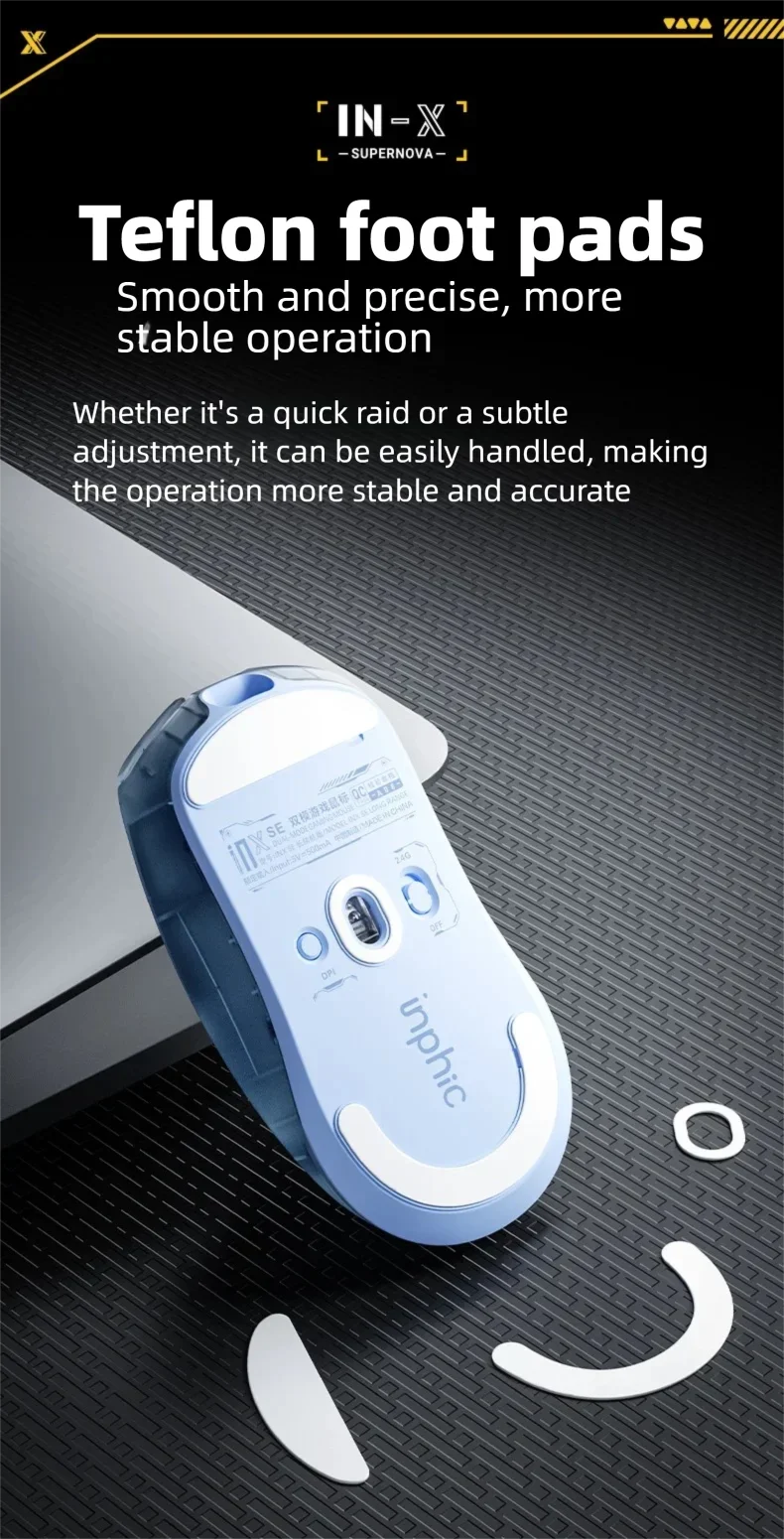 INPHIC INX SE Lightweight Wireless Gaming Mouse, 12800 DPI Wireless Gaming Mouse, 1000Hz Polling Rate, Rechargeable Gaming Mouse for PC & Laptop