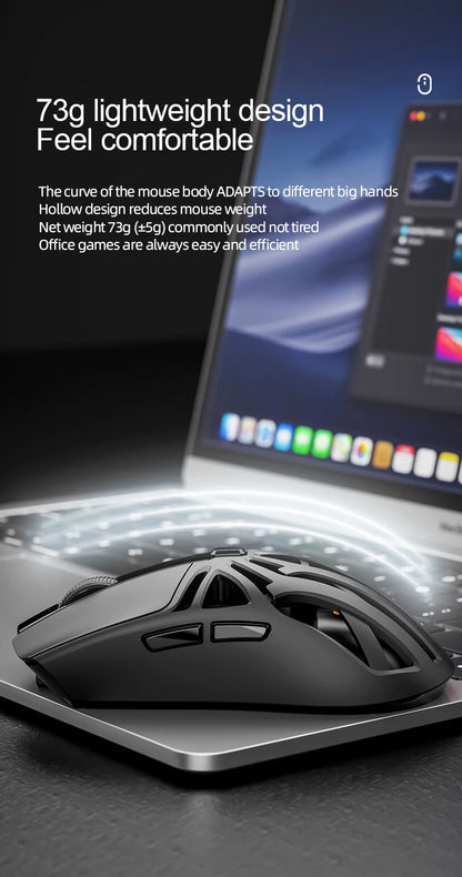 SMAILWOLF RS8 Gaming Mouse Bluetooth Wireless Tri-Mode Lightweight RGB Gaming Mouse with 11200 DPI, Rechargeable Ergonomic Gaming Mouse for PC, Laptop & Mobile