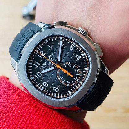 Specht & Söhne New Classic 5167 Men's Watch Orange Color Sapphire Crystal Rubber Srap Sports Male Quartz Watches 50M Waterproof