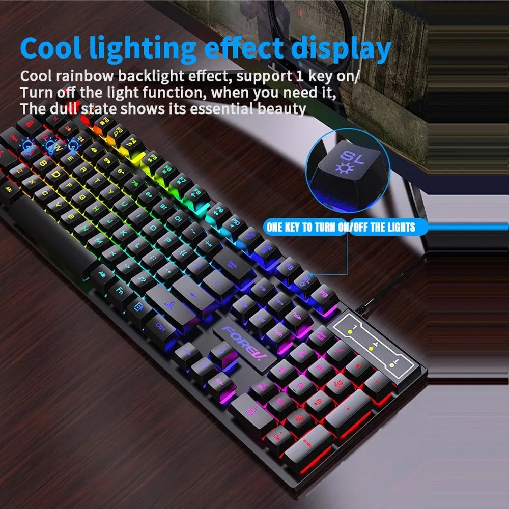 104 Keys USB Wired Keyboard RGB Mechanical Gaming Keyboard Ergonomic Esports Keyboard Computer Accessorie for Laptop Macbook