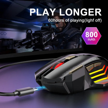 Wireless Bluetooth Mouse Rechargeable RGB Gaming Mouse, Ergonomic Silent Wireless Bluetooth Mouse with 7 Buttons, 3200 DPI Bluetooth Mouse for PC, Laptop & Mac