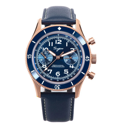 Sugess Pilot Watch Handwind Chronograph Mechanical Wristwatches Luminous Skeleton Men Watches Crystal Sapphire Leather New 2022