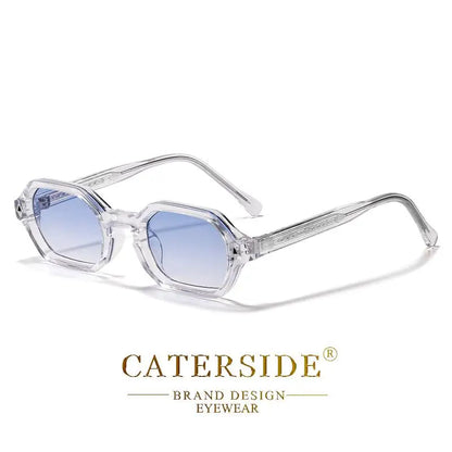 CATERSIDE Polygon Sunglasses Fashion Men Small Frame Gradient Lens Sun Glasses for Summer Beach Party Ideal Choice for Gifts