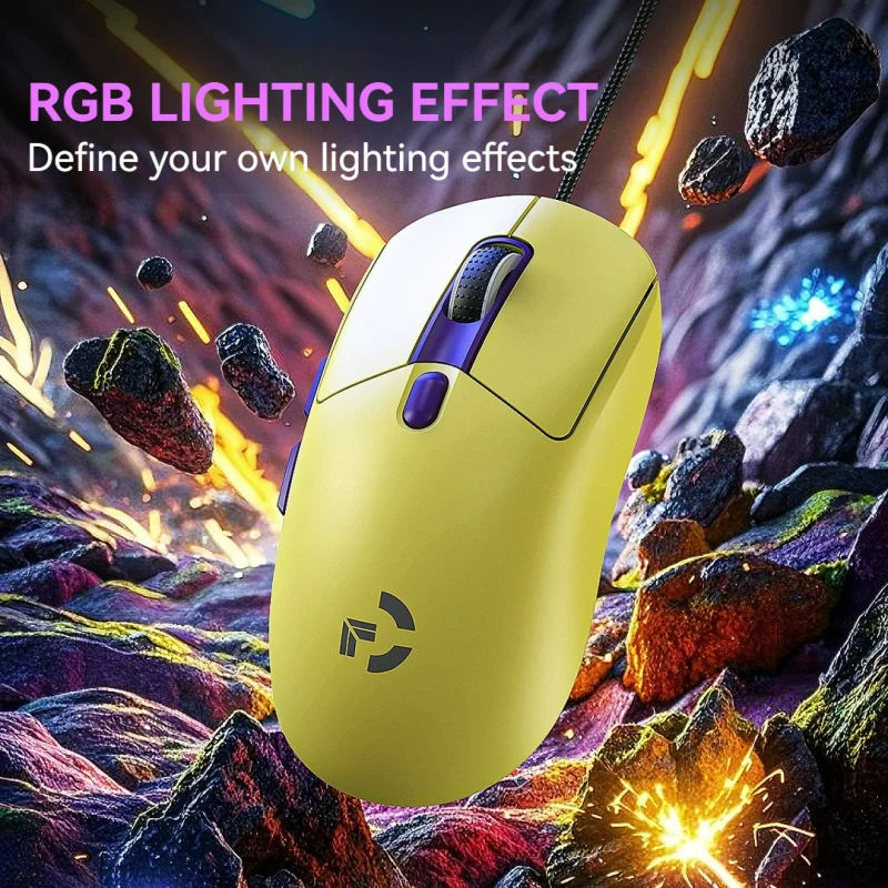 Xundler Wired Gaming Mouse 12800 DPI RGB Programmable Ergonomic USB Gaming Mouse with Instant A825 Sensor, 6 Adjustable DPI Levels for PC & Laptop