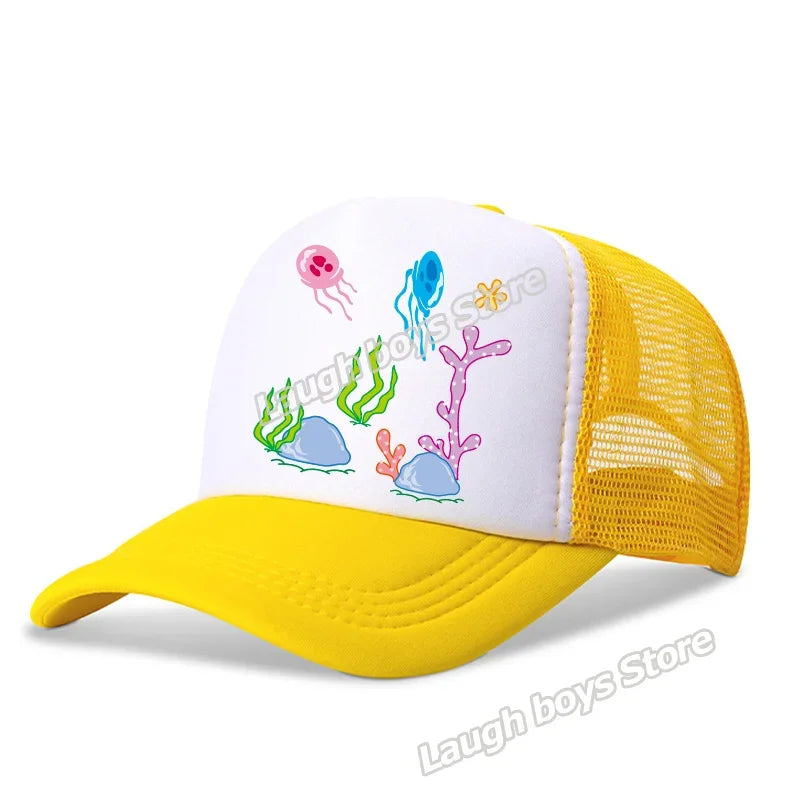 SpongeBobs SquarePants Casual Polyester Sun Hat Truck Driver Baseball Cap Universal Kid Peripheral Adult Anime Adjustable Sunhat