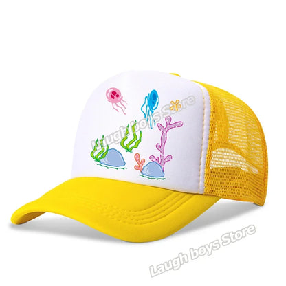 SpongeBobs SquarePants Casual Polyester Sun Hat Truck Driver Baseball Cap Universal Kid Peripheral Adult Anime Adjustable Sunhat