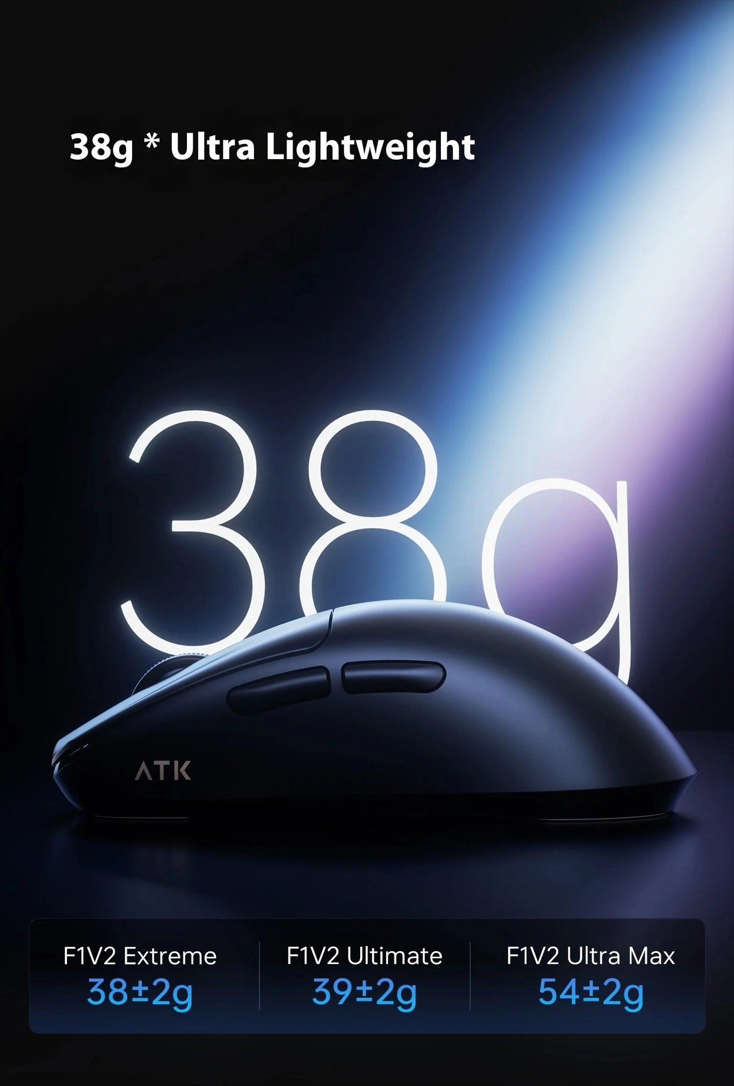 ATK Blazing Sky F1 V2 Ultimate Wireless Gaming Mouse, Dual-Mode Lightweight Gaming Mouse with PAW3950 Sensor, Dual 8KHz Polling Rate, Low Latency Ergonomic Gaming Mouse