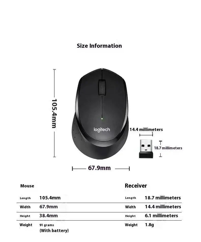 Logitech M330 Professional Office Mouse, Quiet Wireless Ergonomic Mouse, 2.4GHz USB Optical Mouse for Laptop, PC & Desktop