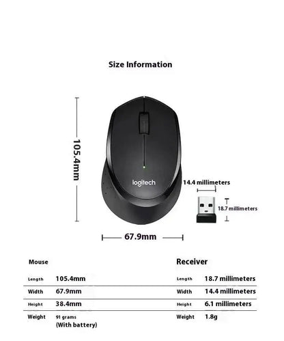 Logitech M330 Professional Office Mouse, Quiet Wireless Ergonomic Mouse, 2.4GHz USB Optical Mouse for Laptop, PC & Desktop
