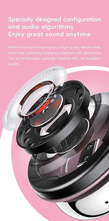 FiiO ANYTIME Bluetooth 5.4 Wireless Headphones with Noise Cancelling, Hi-Res Audio Over-Ear Bluetooth Headphones with Mic, Premium Wireless Earphones