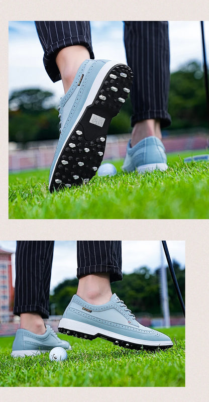 Scarpe da golf professionali da uomo in pelle di alta qualità, traspiranti, scarpe sportive per competizioni e allenamenti di golf, taglie forti 39-47#