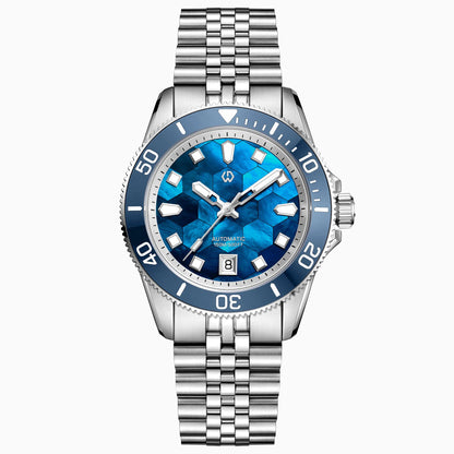 WISHDOIT Automatic Mechanical Watch Miyota 8215 Movement Mother of Pearl Dial Ceramic Bezel Waterproof 150M Diving Watch
