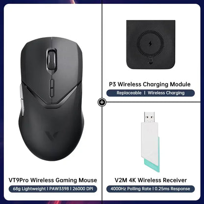Rapoo VT9PRO Wireless Gaming Mouse PAW3398 26000 DPI Lightweight Programmable Ergonomic Gaming Mouse with Type-C Rechargeable Dual Mode