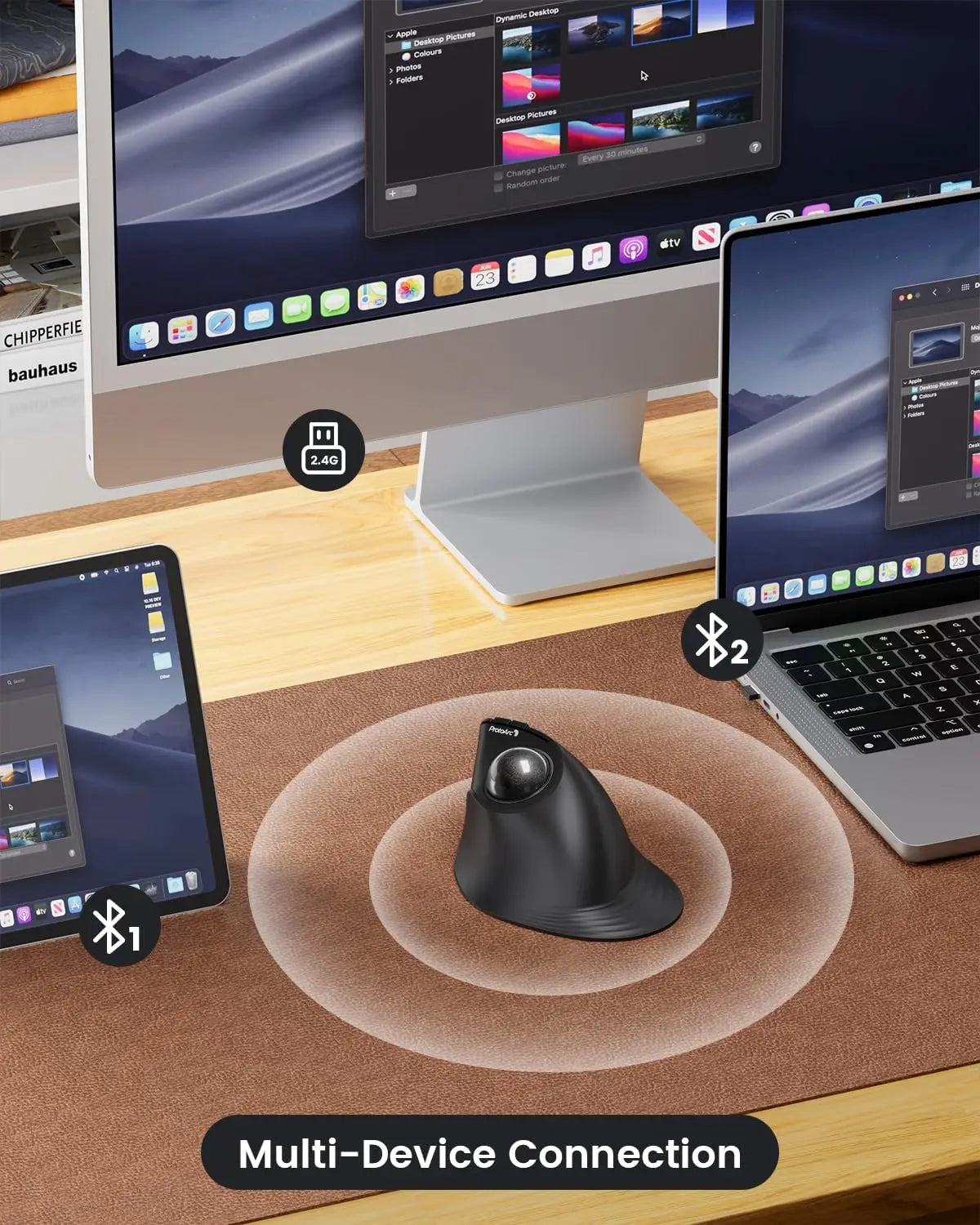 ProtoArc EM05NL Ασύρματο ποντίκι trackball επαναφορτιζόμενο Bluetooth, εργονομικό κάθετο ποντίκι rollerball για υπολογιστή, iPad, Mac, Windows