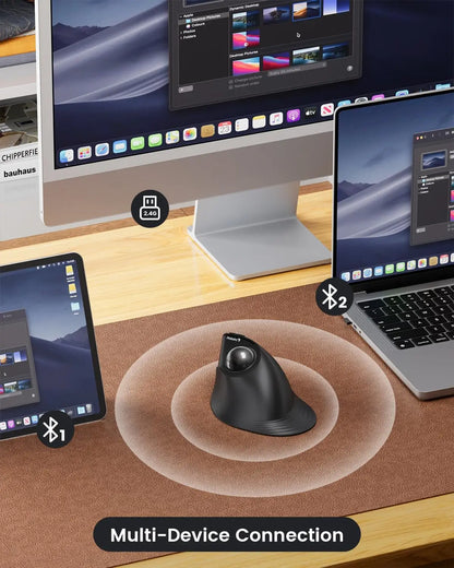 ProtoArc EM05NL Ασύρματο ποντίκι trackball επαναφορτιζόμενο Bluetooth, εργονομικό κάθετο ποντίκι rollerball για υπολογιστή, iPad, Mac, Windows