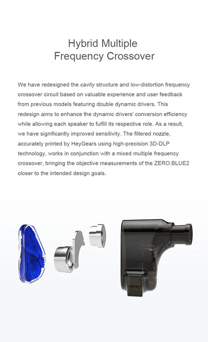 TRUTHEAR Zero:BLUE2 Dual Dynamic Driver Earphones Wired IEMs, HiFi In-Ear Headphones with Detachable 0.78mm 2Pin Cable, 3.5mm Plug