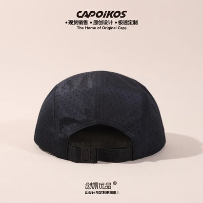 Șapcă de baseball cu cinci panouri, culoare solidă, cu logo personalizat, uscare rapidă, pentru bărbați și femei, din plasă respirabilă, pentru camping, sport și skateboard
